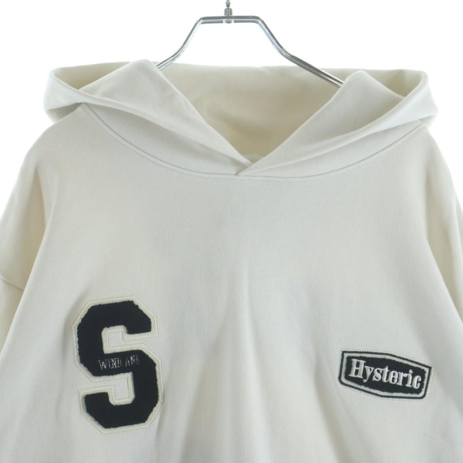 HYSTERIC GLAMOUR ヒステリックグラマー ×WIND AND SEA ウィンダンシー コラボワッペン付き スウェットプルオーバーパーカー ホワイト WDS-C-HYS-23-AP-Q1-15 HYSTERIC GLAMOUR（ヒステリックグラマー） ×WIND AND SEA ウィン