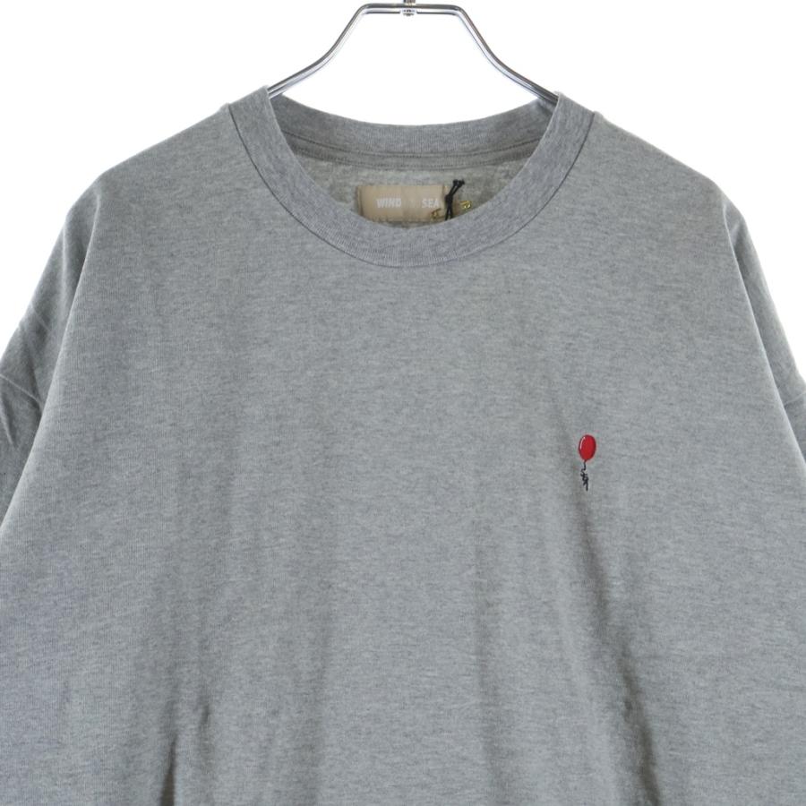 WIND AND SEA ウィンダンシー BALLOON L/S TEE ロゴ刺繍 バルーン クルーネック スウェットトレーナー グレー WDS-BALL-09 WIND AND SEA（ウィンダンシー） BALLOON L/S TEE ロゴ刺繍 バルーン