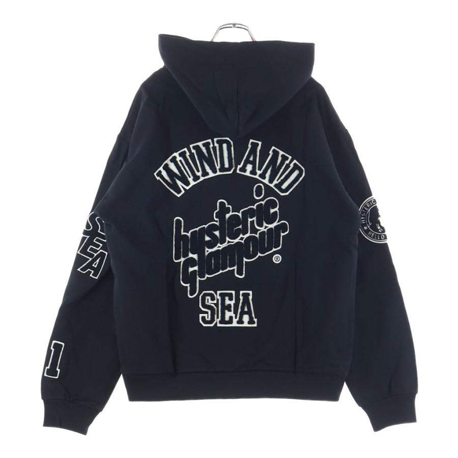 ウィンダンシー×ヒステリックグラマー パーカ サイズM ブラック WIND AND SEA（ウィンダンシー） 23AW ×HYSTERIC GLAMOUR ヒステリック