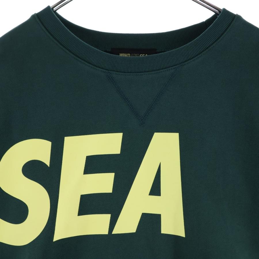 WIND AND SEA ウィンダンシー 23AW ロゴプリント クルーネック スウェット トレーナー グリーン WDS-O-SEA-23-Q2-CS-01 WIND AND SEA（ウィンダンシー） 23AW ロゴプリント クルーネック