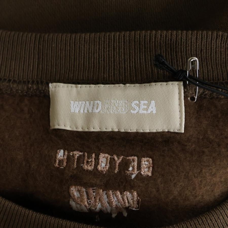 WIND AND SEA ウィンダンシー BRUSHED CREW NECK ロゴプリント クルーネックスウェットトレーナー ブラウン WDS-CS-324 WIND AND SEA（ウィンダンシー） BRUSHED CREW NECK ロゴプリント