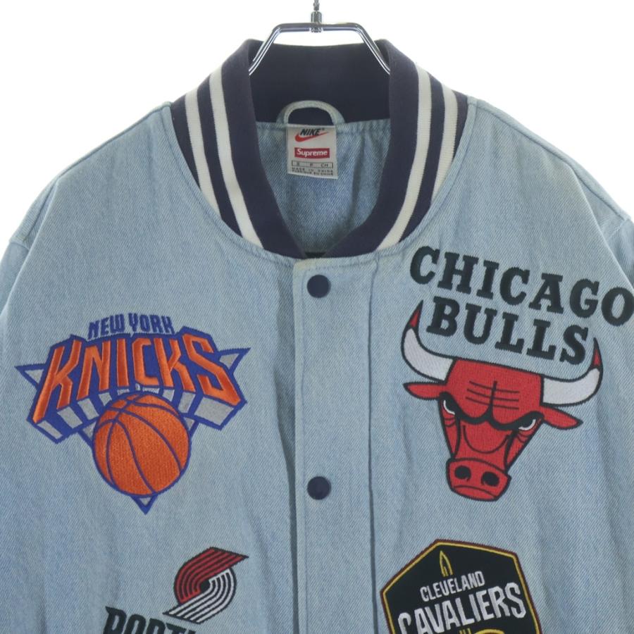 SUPREME シュプリーム 18SS ×NIKE NBA Denim Warm-Up Jacket ナイキ デニム ウォームアップ ジャケット スタジャン ブルゾン インディゴ AO3632-440 Supreme（シュプリーム） 18SS ×NIKE NBA Denim Warm-Up Jacket ナイキ