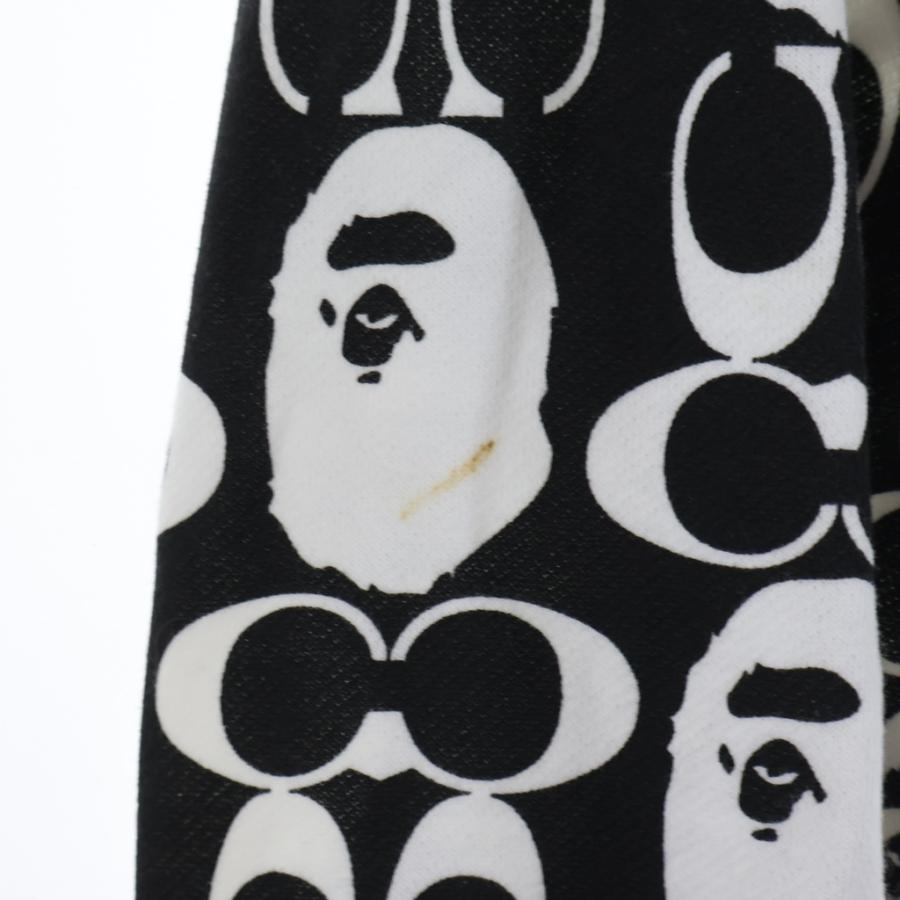 COACH コーチ 21AW ×A BATHING APE PULLOVER HOODIE アベイシングエイプ 総柄 フーデッド スウェットシャツ プルオーバー ブラック/ホワイト COACH（コーチ） 21AW ×A BATHING APE PULLOVER HOODIE アベイシング