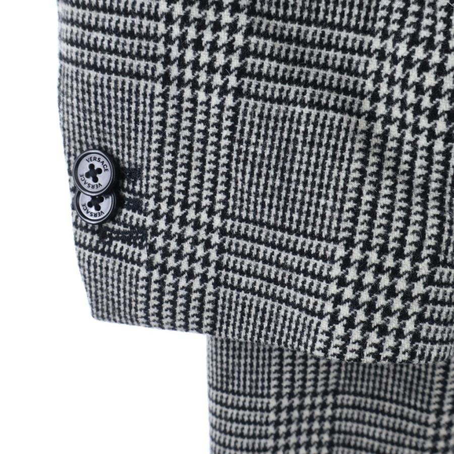 VERSACE ヴェルサーチ 17AW 千鳥格子 ウール チェスターコート ホワイト/ブラック A77560 A222941 VERSACE（ヴェルサーチェ） ヴェルサーチ 17AW 千鳥格子 ウール