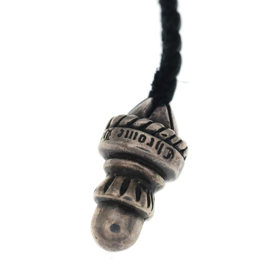正規品 クロムハーツ silver 925 ボロチップ ネックレス ブレード CHROME HEARTS（クロムハーツ） LEATHER BRAID ボロチップ レザー