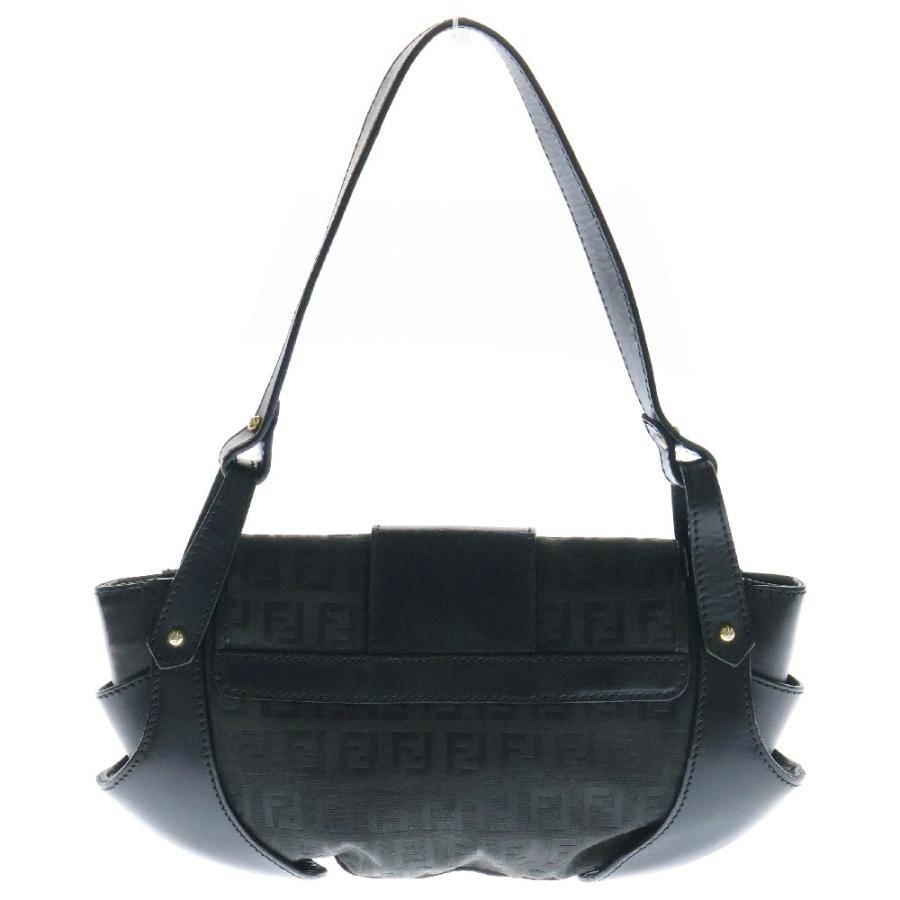 FENDI（フェンディ） ズッキーノ ハンドバッグ 黒 レザー×キャンバス