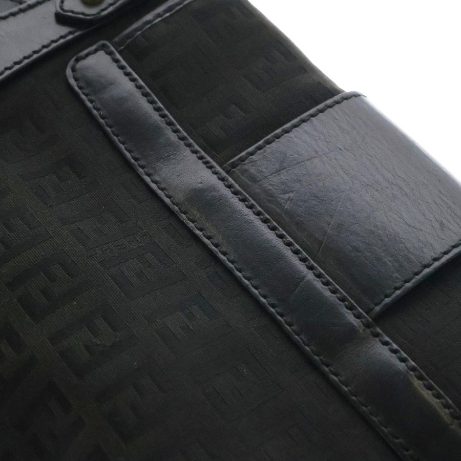 FENDI（フェンディ） ズッキーノ ハンドバッグ 黒 レザー×キャンバス