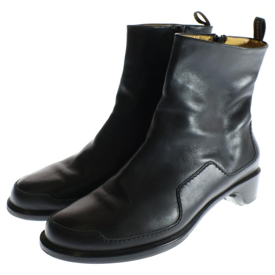 HERMES エルメス サイドジップ レザー ヒール ショートブーツ