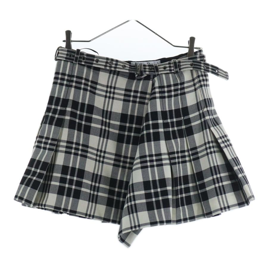 Christian Dior チェック柄 ウール プリーツ 膝丈 ラップスカート Christian Dior チェック柄 ウール プリーツ 膝丈 ラップスカート