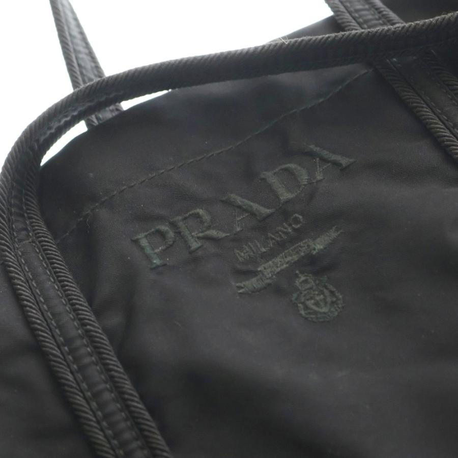PRADA（プラダ） ロゴ刺繍 ハンドバッグ ミニトートバッグ ブラック