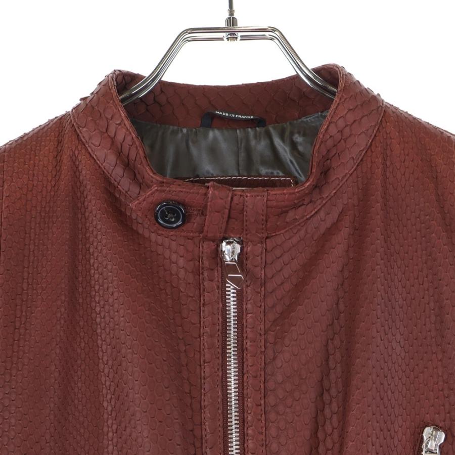 HERMES（エルメス） パイソンレザー ジップアップ シングル ライダース