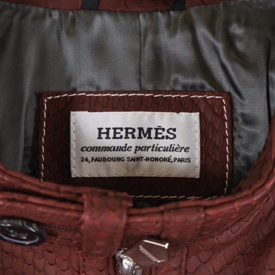 HERMES（エルメス） パイソンレザー ジップアップ シングル ライダース