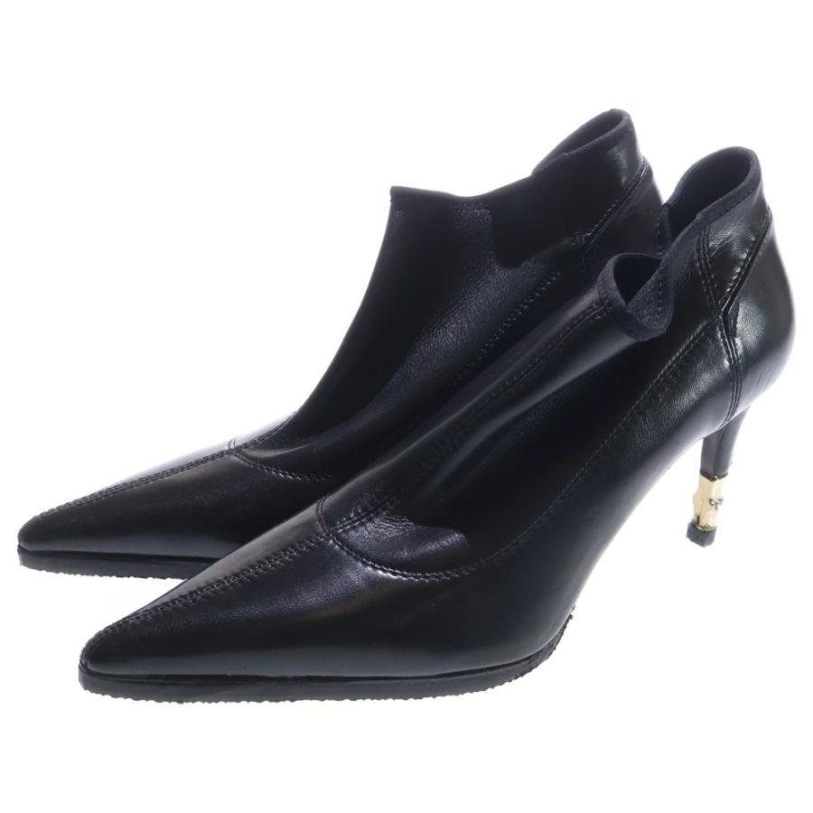 GUCCI グッチ バンブーヒール ポインテッドトゥ ラムスキン レザー パンプス シューズ ブラック レディース 131550_1