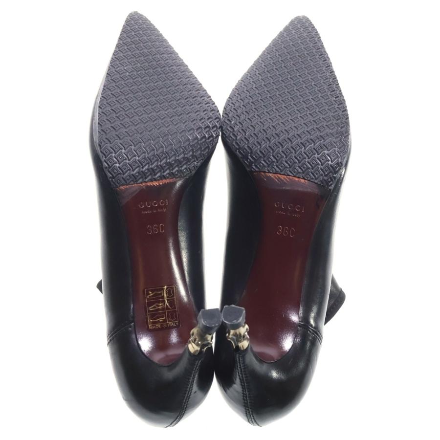 GUCCI グッチ バンブーヒール ポインテッドトゥ ラムスキン レザー パンプス シューズ ブラック レディース 131550_4