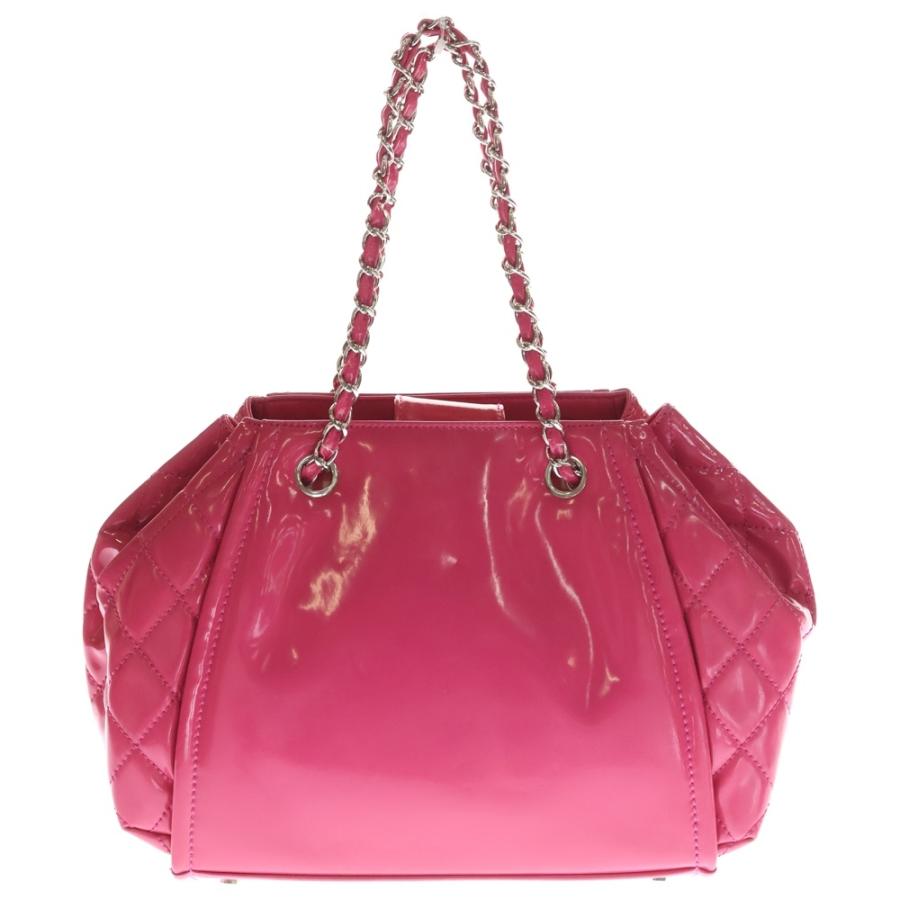 CHANEL シャネル ココマーク パテントレザー チェーンハンド バッグ シルバー金具 ピンク A49867 14番台の画像