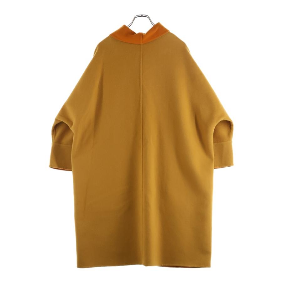 HERMES エルメス カシミヤ バイカラー ジップアップ コート オレンジ