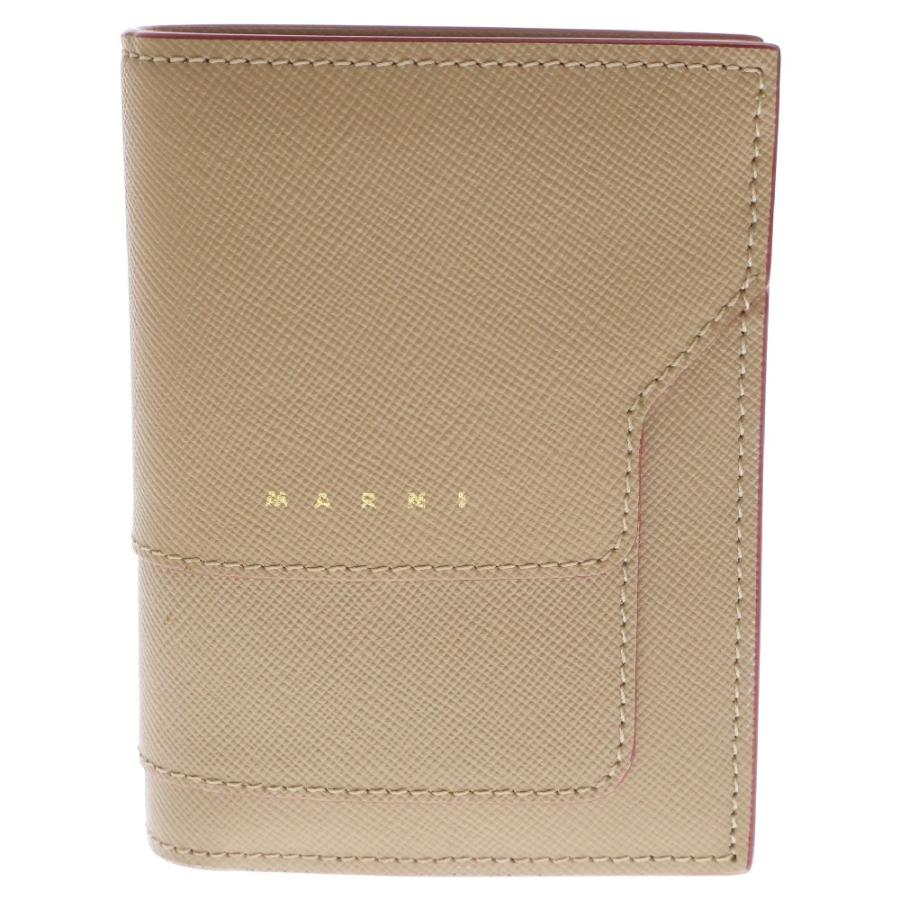 美品 MARNI マルニ 二つ折り財布 ベージュ レザー コンパクト ウォレット MARNI（マルニ） 二つ折り財布 コンパクトウォレット カードケース