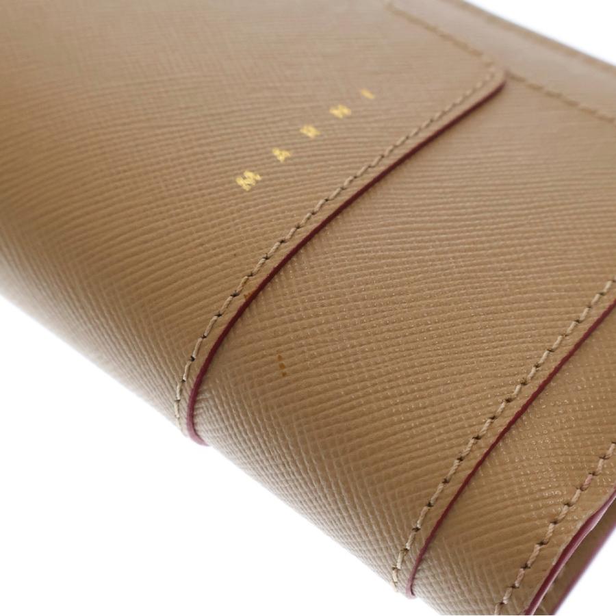 美品 MARNI マルニ 二つ折り財布 ベージュ レザー コンパクト ウォレット MARNI（マルニ） 二つ折り財布 コンパクトウォレット カードケース