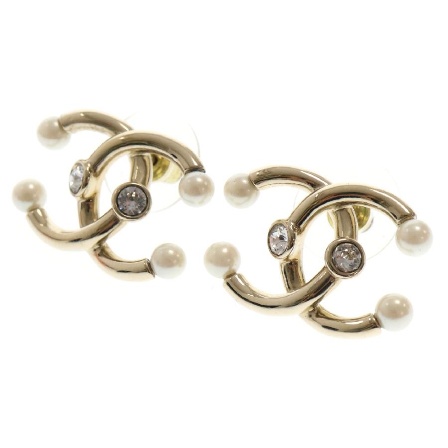 CHANEL（シャネル） ココマーク フェイクパール ラインストーンピアス