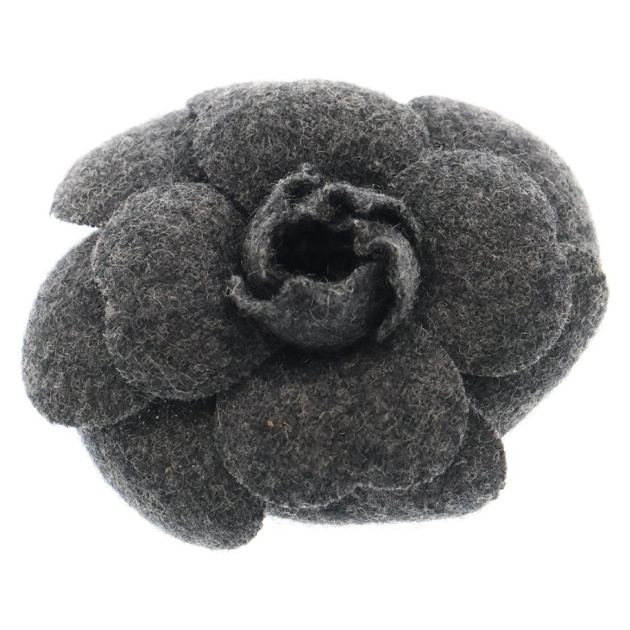 CHANEL（シャネル） カメリア コサージュ グレー ウール 花 ブローチ