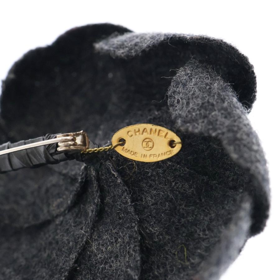 CHANEL（シャネル） カメリア コサージュ グレー ウール 花 ブローチ