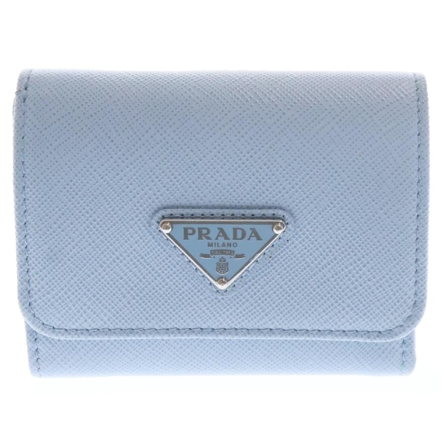 PRADA プラダ サフィアーノ コンパクトウォレット ライトブルー PRADA プラダ サフィアーノ コンパクトウォレット ライトブルー