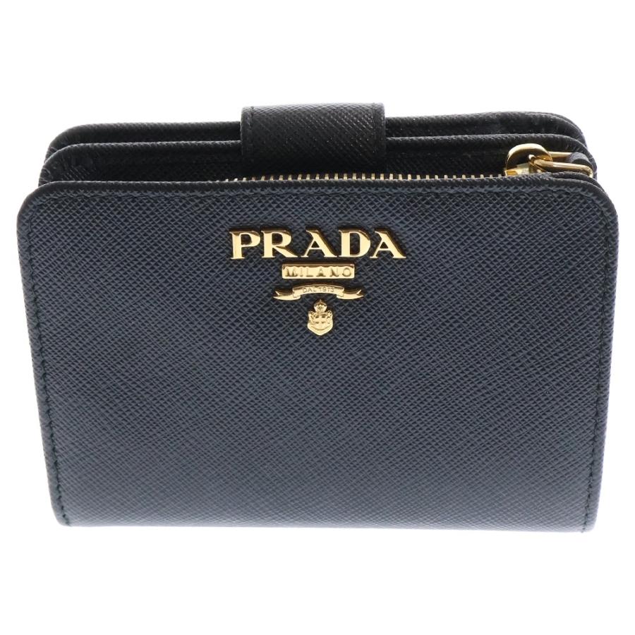 PRADA プラダ サフィアーノ 二つ折り財布 1ML018 ブラック レザー  