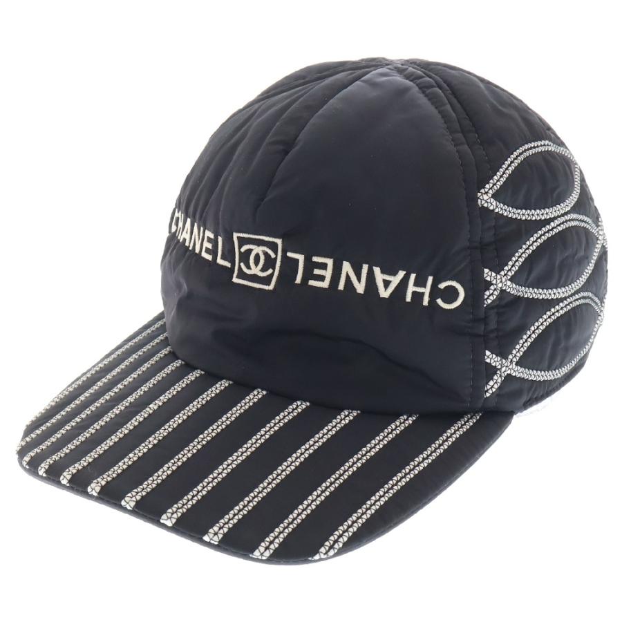 CHANEL シャネル キャップ 帽子 ストライプ シャネルスポーツ CAP CHANEL（シャネル） スポーツ ロゴ キャップ ブラック ナイロン 帽子