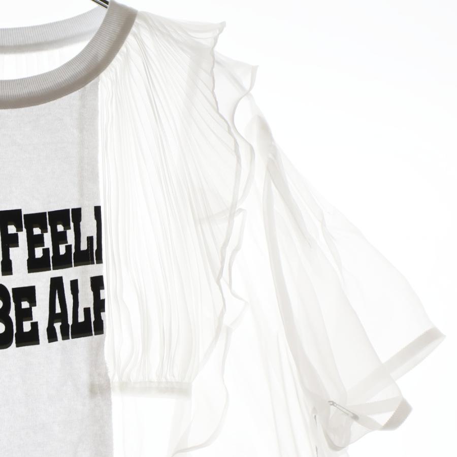 sacaiシフォン半袖Tシャツ sacai（サカイ） シフォン切替 レイヤード 半袖Tシャツ ホワイト 23