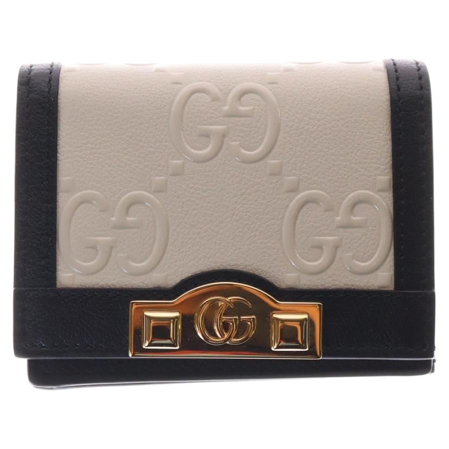 GUCCI（グッチ） GGエンボス レザー コンパクトウォレット 二つ折り