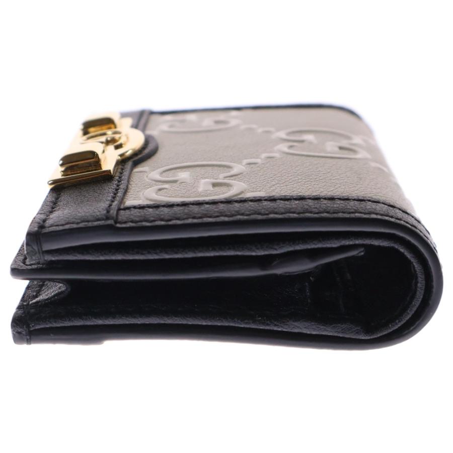 【美品】GUCCI グッチ GGエンボス 財布 ブラック ミニウォレット GUCCI（グッチ） GGエンボス レザー コンパクトウォレット 二つ折り