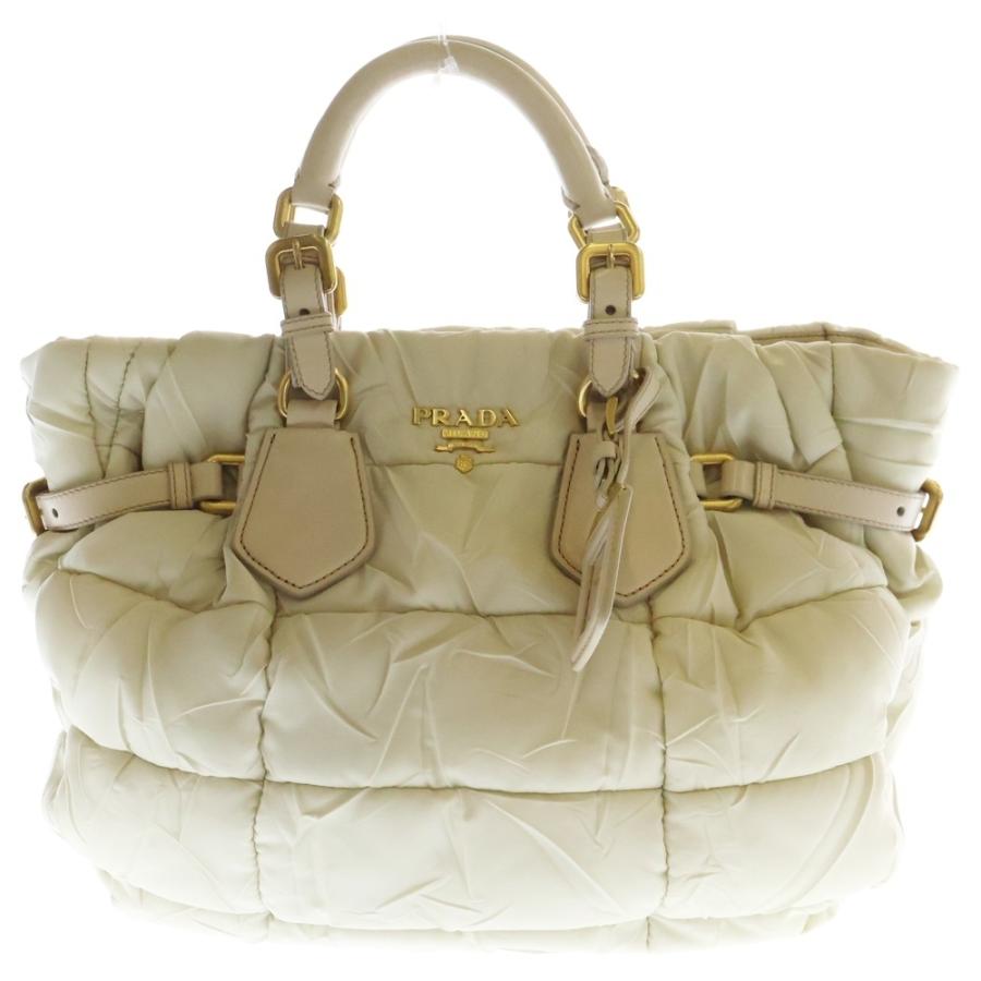PRADA（プラダ） キルティング ハンドバッグ ベージュ ナイロン BN1583 
