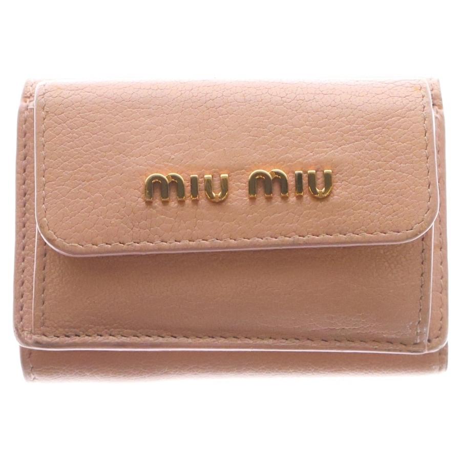 miumiu ミュウミュウ マドラスロゴ 三つ折り財布 コンパクトウォレット  