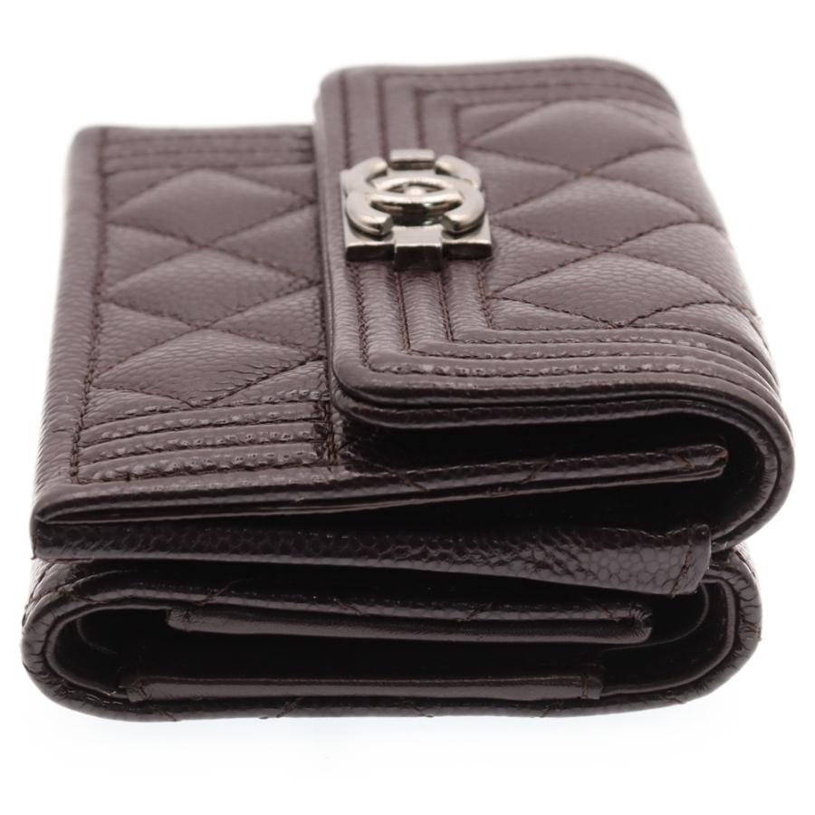 CHANEL シャネル ボーイシャネル キャビアスキン レザー コンパクト  