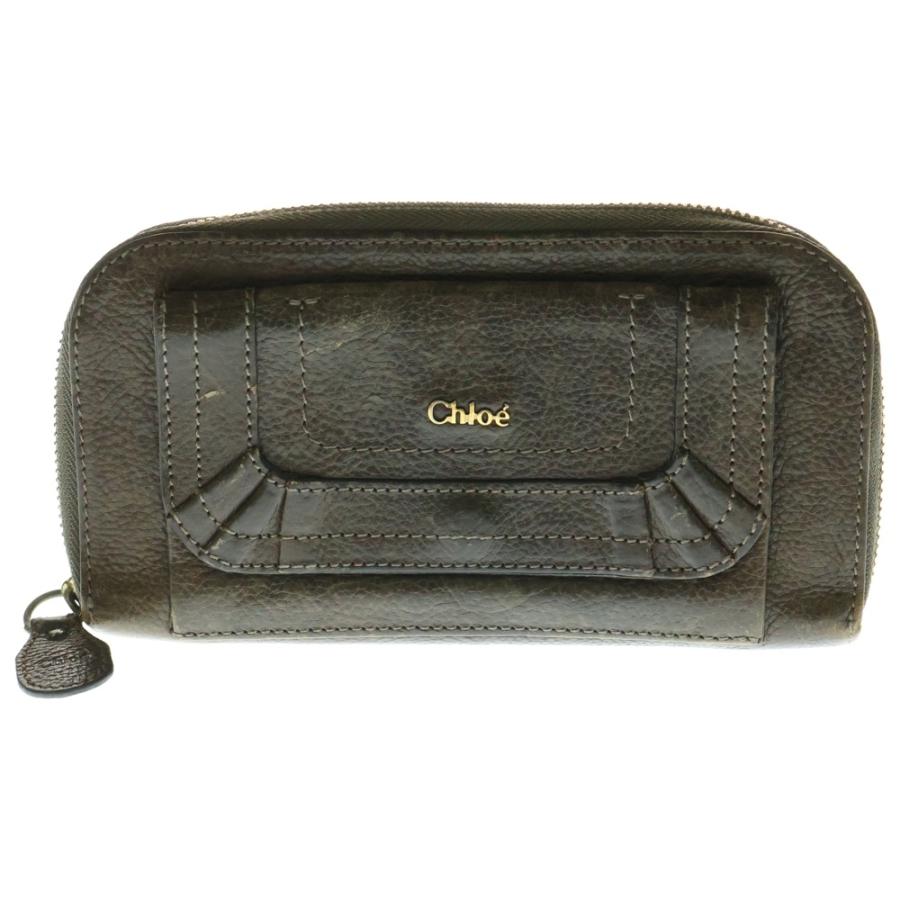 Chloe クロエ レザー ラウンドファスナー ロングウォレット 長財布  