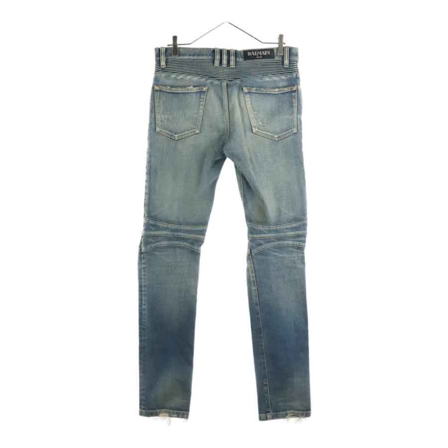 BALMAIN バルマン ダメージ ウォッシュ加工 蛇腹 バイカー