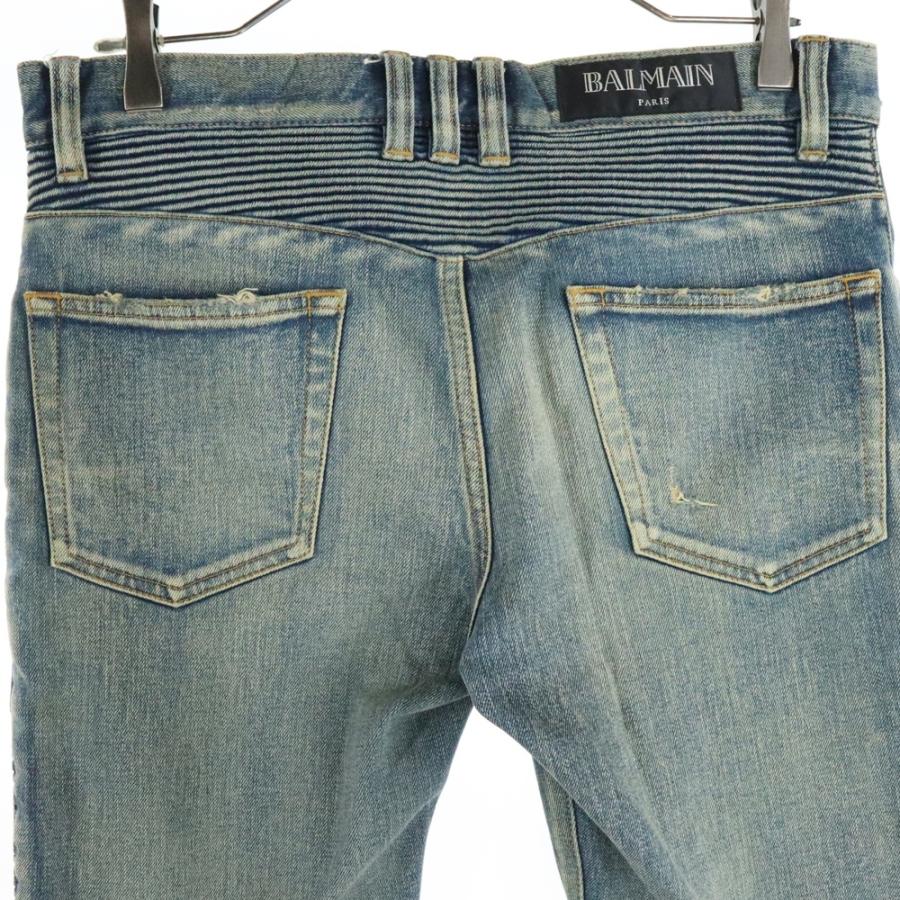 BALMAIN バルマン ダメージ ウォッシュ加工 蛇腹 バイカー