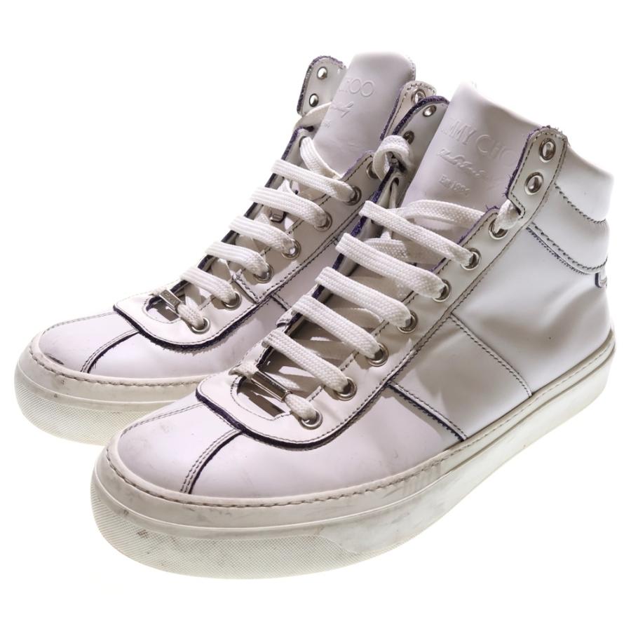 JIMMY CHOO（ジミーチュウ） ロゴ刻印 レザーハイカットスニーカー 