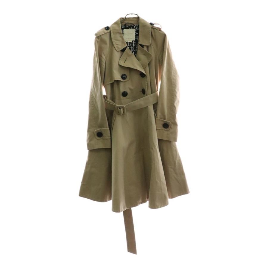 Kate Spade ケイトスペード 裏地ロゴ総柄 ベルト付エポレットトレンチ  