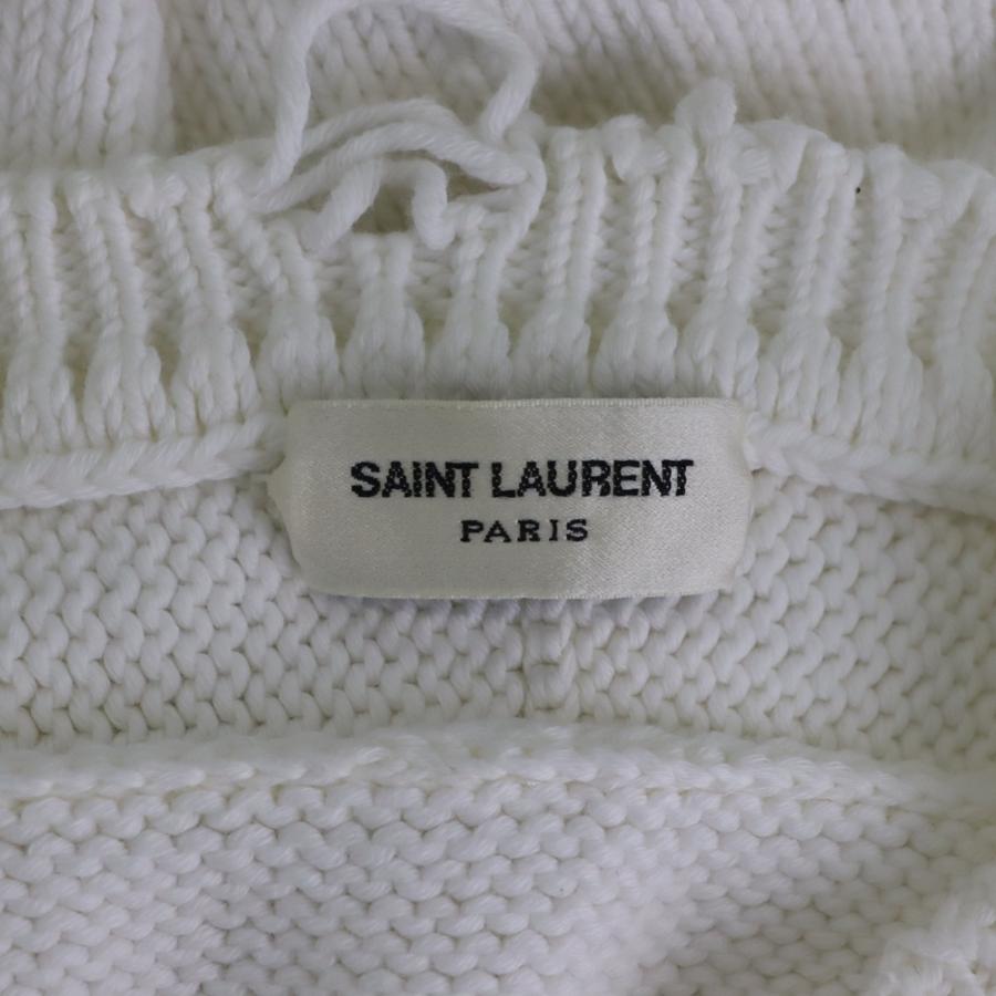 SAINT LAURENT PARIS サンローランパリ デストロイ加工クラッシュニット クルーネック長袖セーター ホワイト 604798 YALO2 SAINT LAURENT PARIS サンローランパリ デストロイ加工クラッシュ