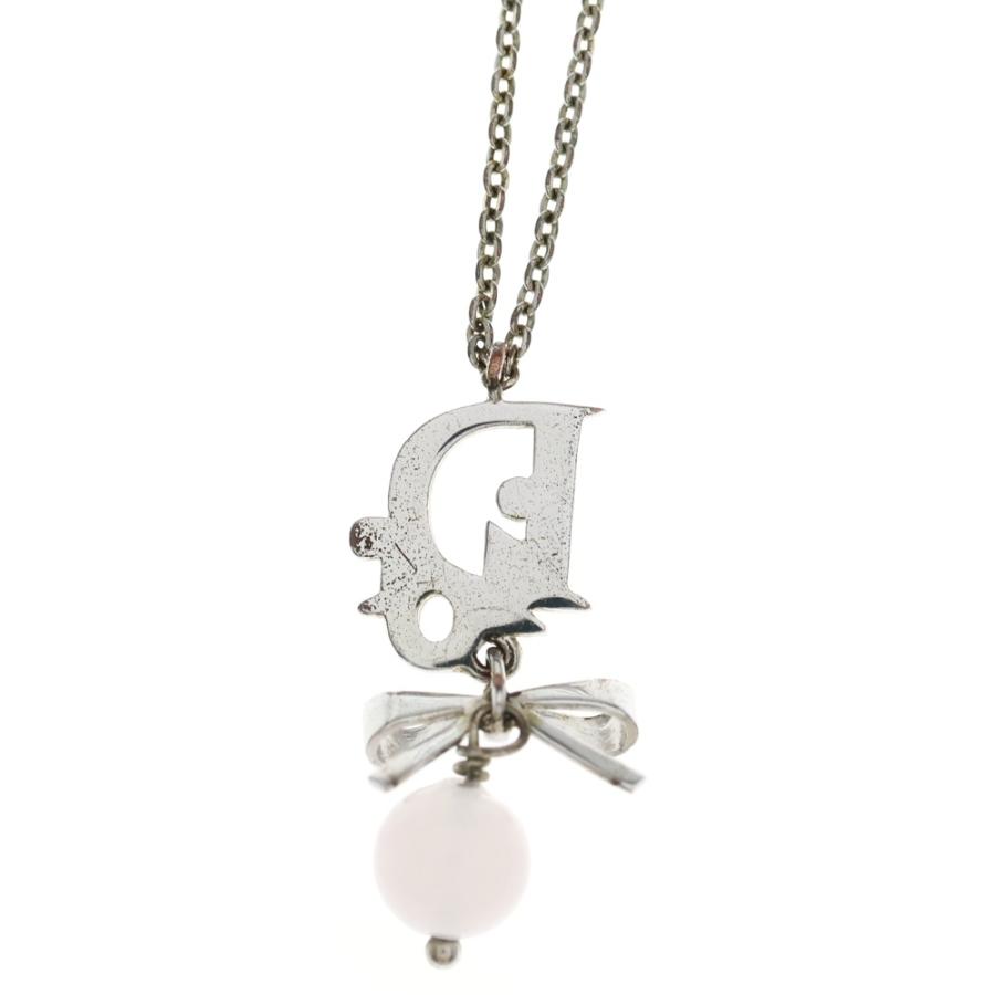 DIOR ディオール チャーム リボン ネックレス ペンダント ピンク