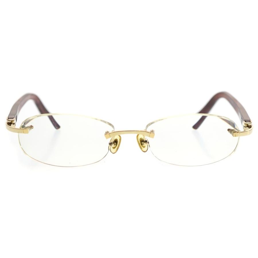 Cartier カルティエ サングラス ウッド テンプル リムレス 美品 Cartier（カルティエ） ウッドテンプル リムレス メガネ クリアレンズ