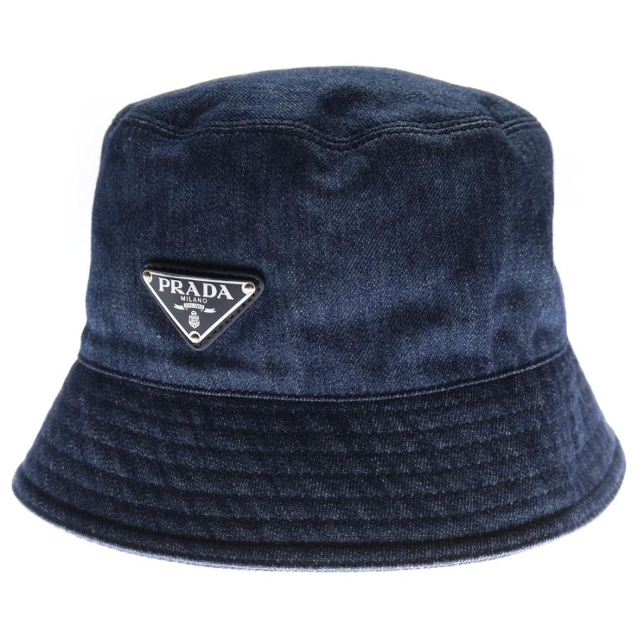 PRADA（プラダ） バケットハット 帽子 インディゴブルー デニム 1HC137