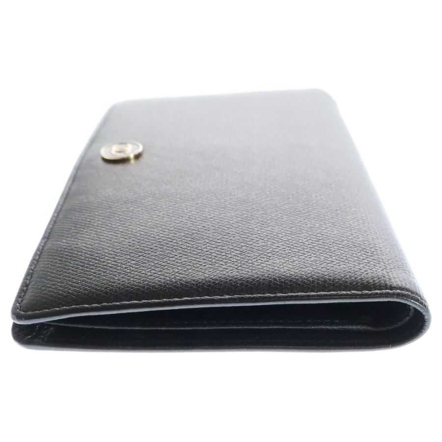 CHANEL シャネル ブラックレザー 二つ折り財布 ココボタン 長財布 CHANEL（シャネル） ココボタン 二つ折り長財布 ブラック レザー