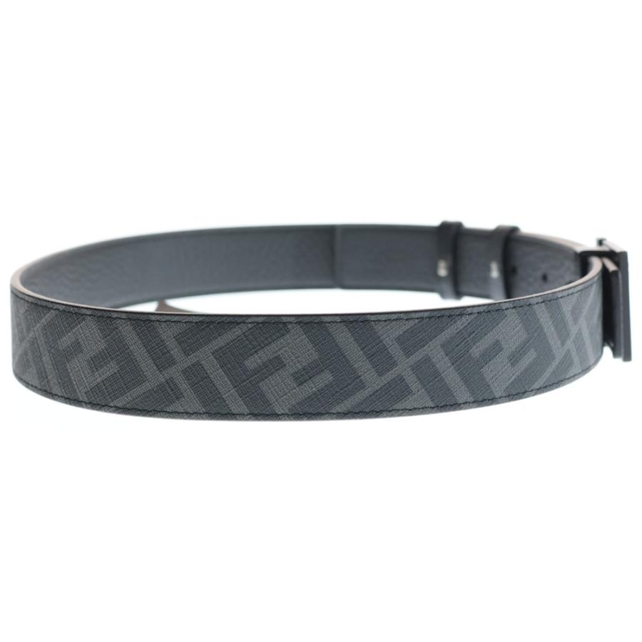 FENDI　フェンディ　ブラック×シルバー　ロゴ　ベルト　パンツ　スーツに　箱 FENDI（フェンディ） ズッカ リバーシブルベルト グレー×ブラック