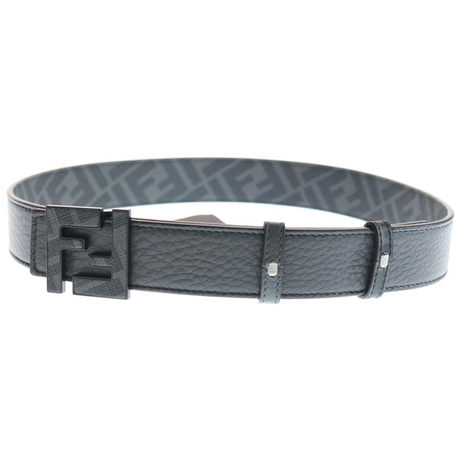 FENDI（フェンディ） ズッカ リバーシブルベルト グレー×ブラック