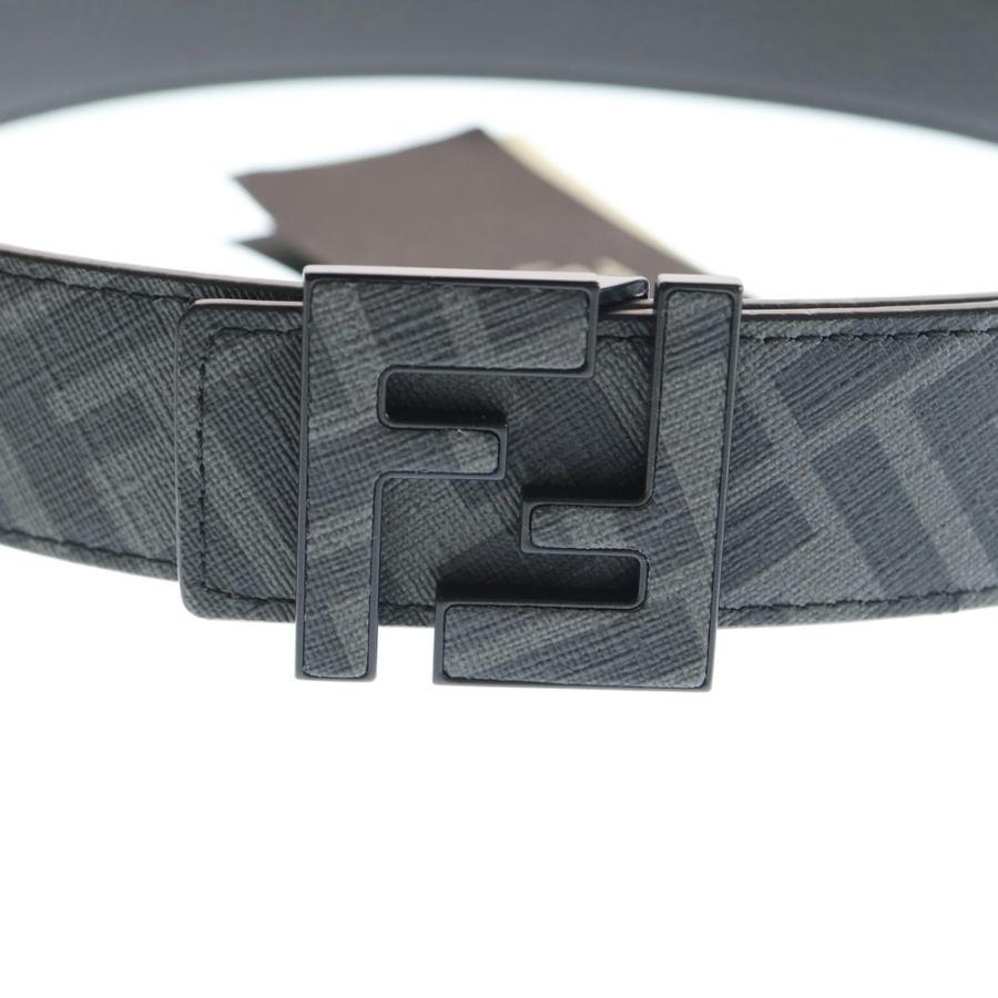 FENDI（フェンディ） ズッカ リバーシブルベルト グレー×ブラック