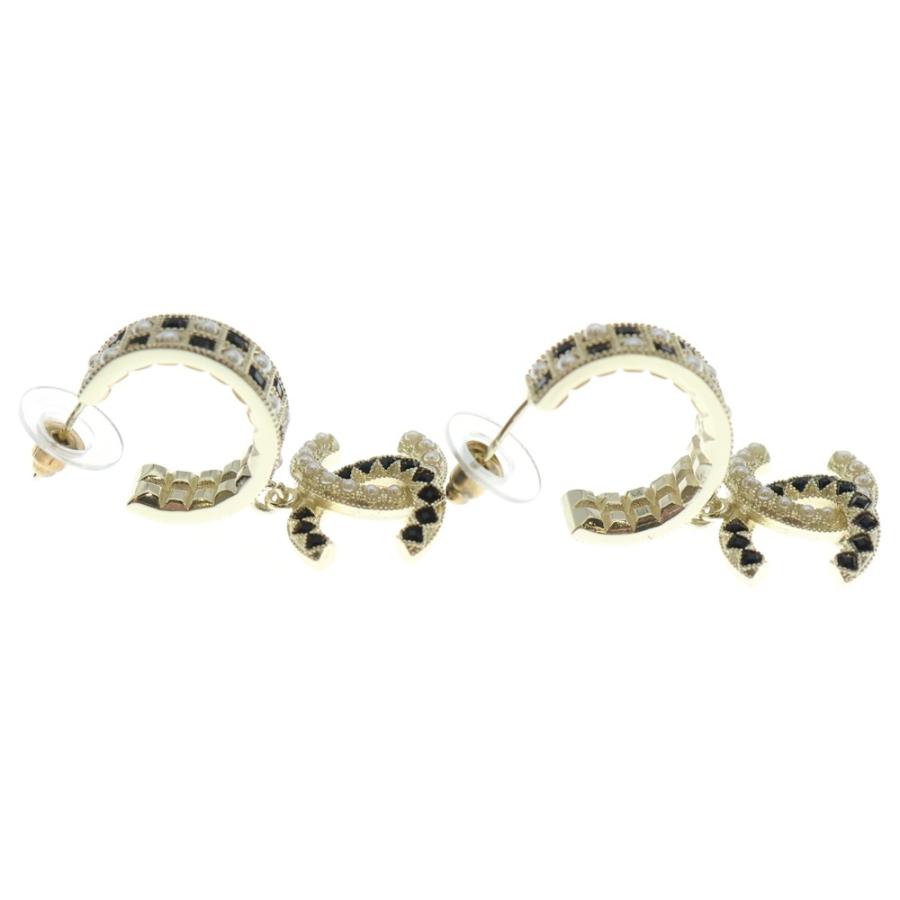 CHANEL（シャネル） ココマーク ロゴラインストーン フープピアス