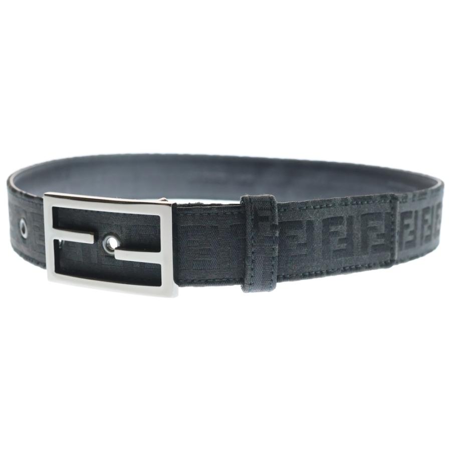 三連休限定価格 フェンディズッカ柄FFバックルキャンバスレザーベルト