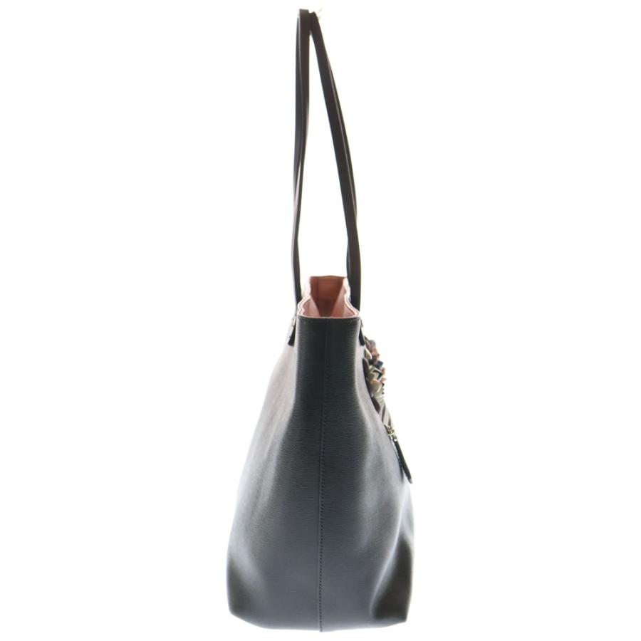 FENDI フェンディ フラワーランド トートバッグ ハンドバッグ ブラック×ピンク レザー 8BH185 シルバー金具